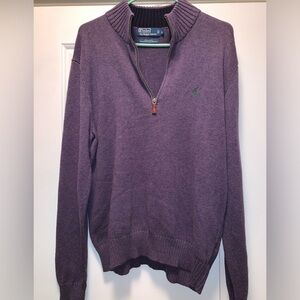 Ralph Lauren Men's Zip-Up Purple Knit Sweater | Size Large | Polo Ralph Lauren